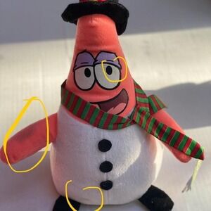 2006 true Y2k Patrick Star SpongeBob SquarePants Plush Christmas Snowman Nanco